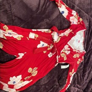 Red flowered jumpsuit